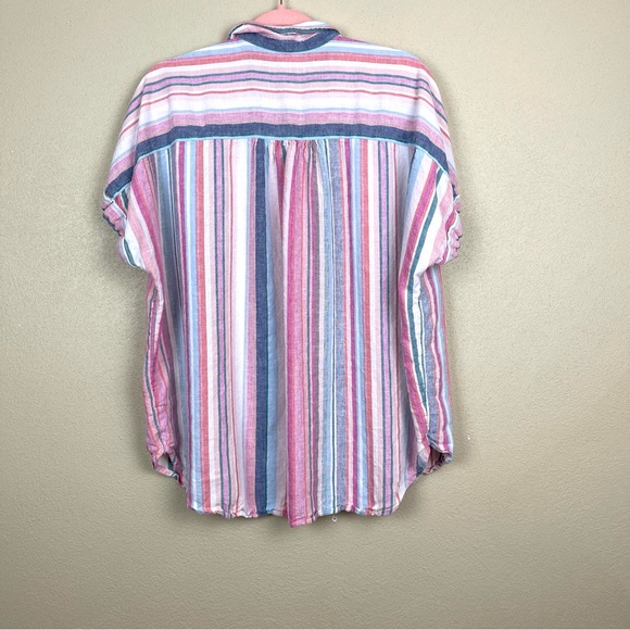 Time and Tru Short Sleeve Blouse Linen Blend Size XXL - Picture 2 of 7